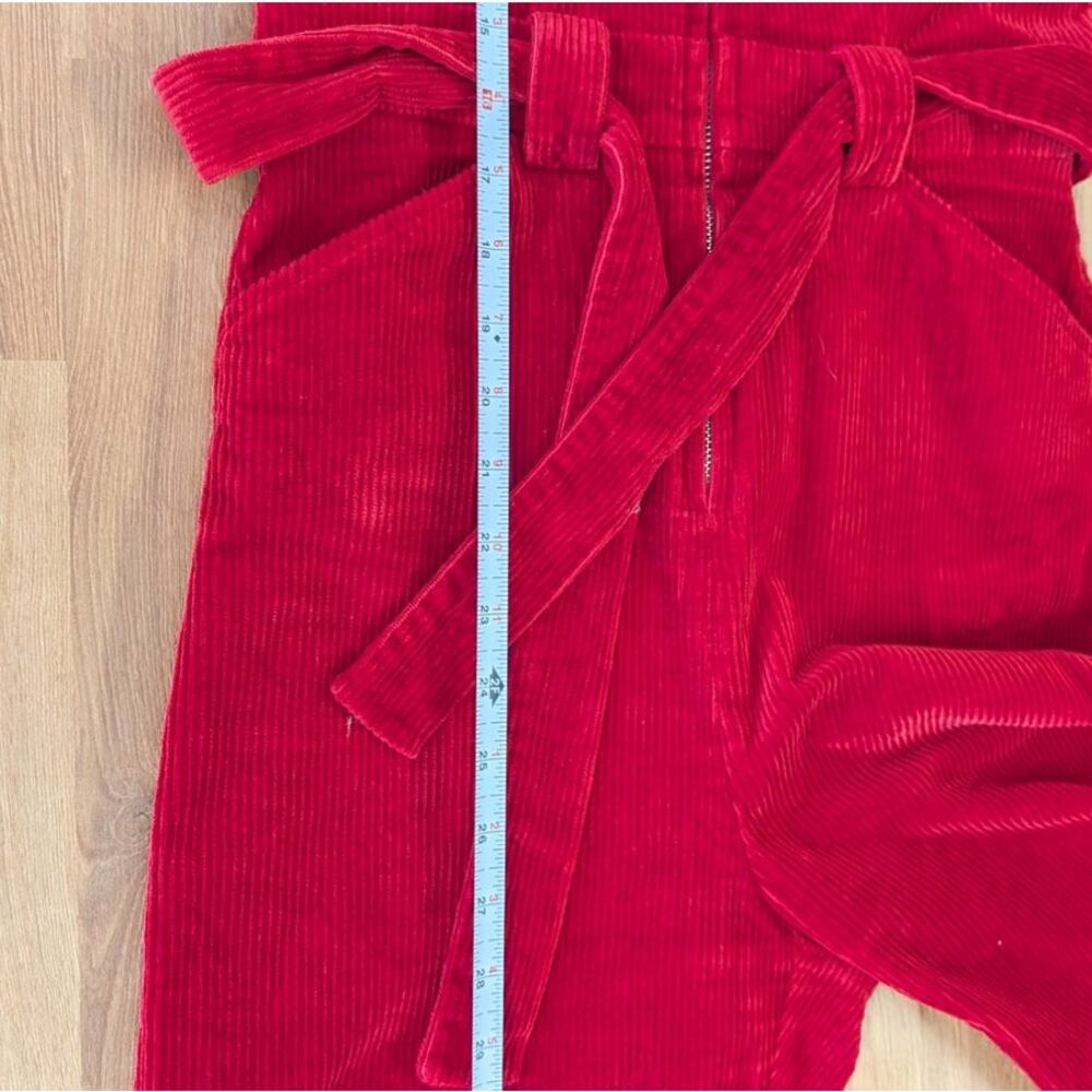 & Other Stories Corduroy Belted Jumpsuit Womens 2 Red Short Sleeve Zipper - Picture 8 of 12